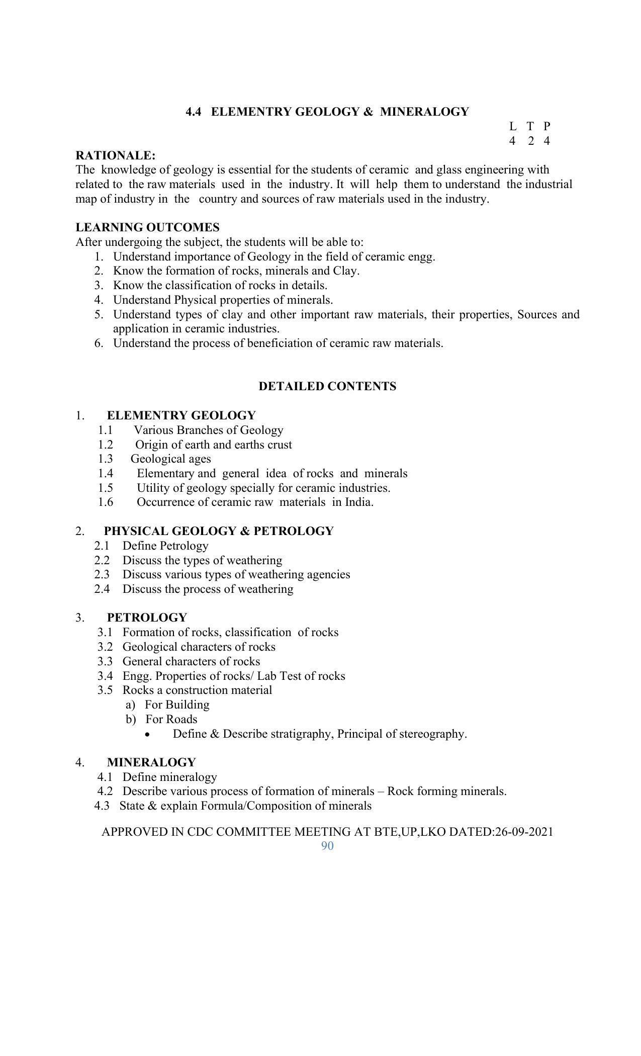 SYLLABUS FOR SEMESTER SYSTEM EFFECTIVE FROM (2021-2022) - GLASS AND CERAMIC ENGINEERING - Page 90