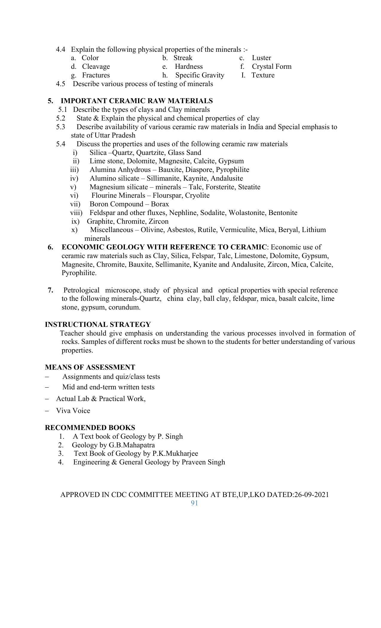SYLLABUS FOR SEMESTER SYSTEM EFFECTIVE FROM (2021-2022) - GLASS AND CERAMIC ENGINEERING - Page 91