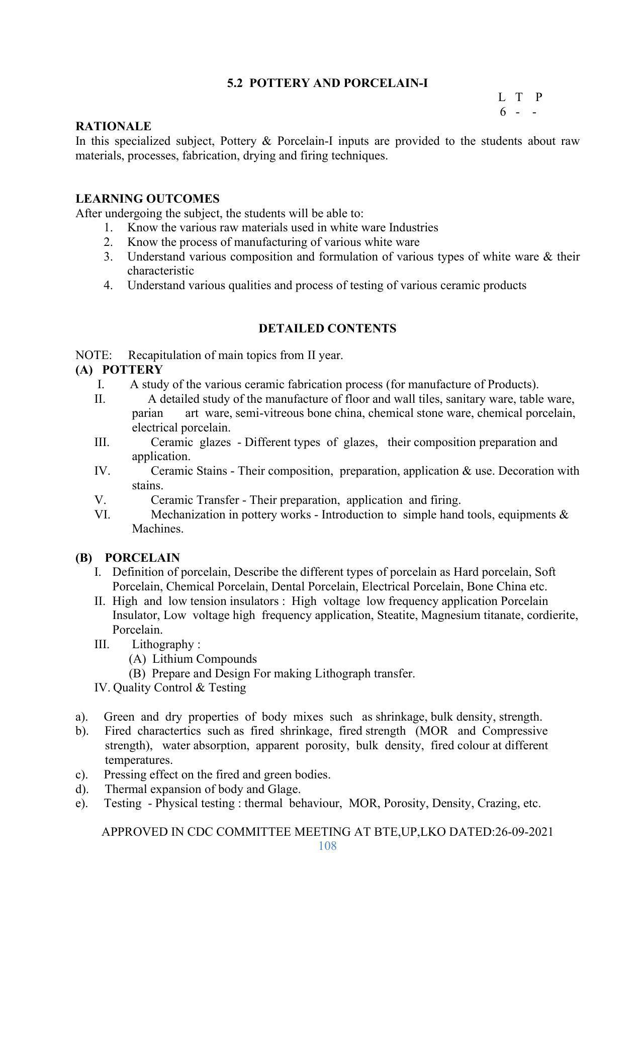 SYLLABUS FOR SEMESTER SYSTEM EFFECTIVE FROM (2021-2022) - GLASS AND CERAMIC ENGINEERING - Page 108