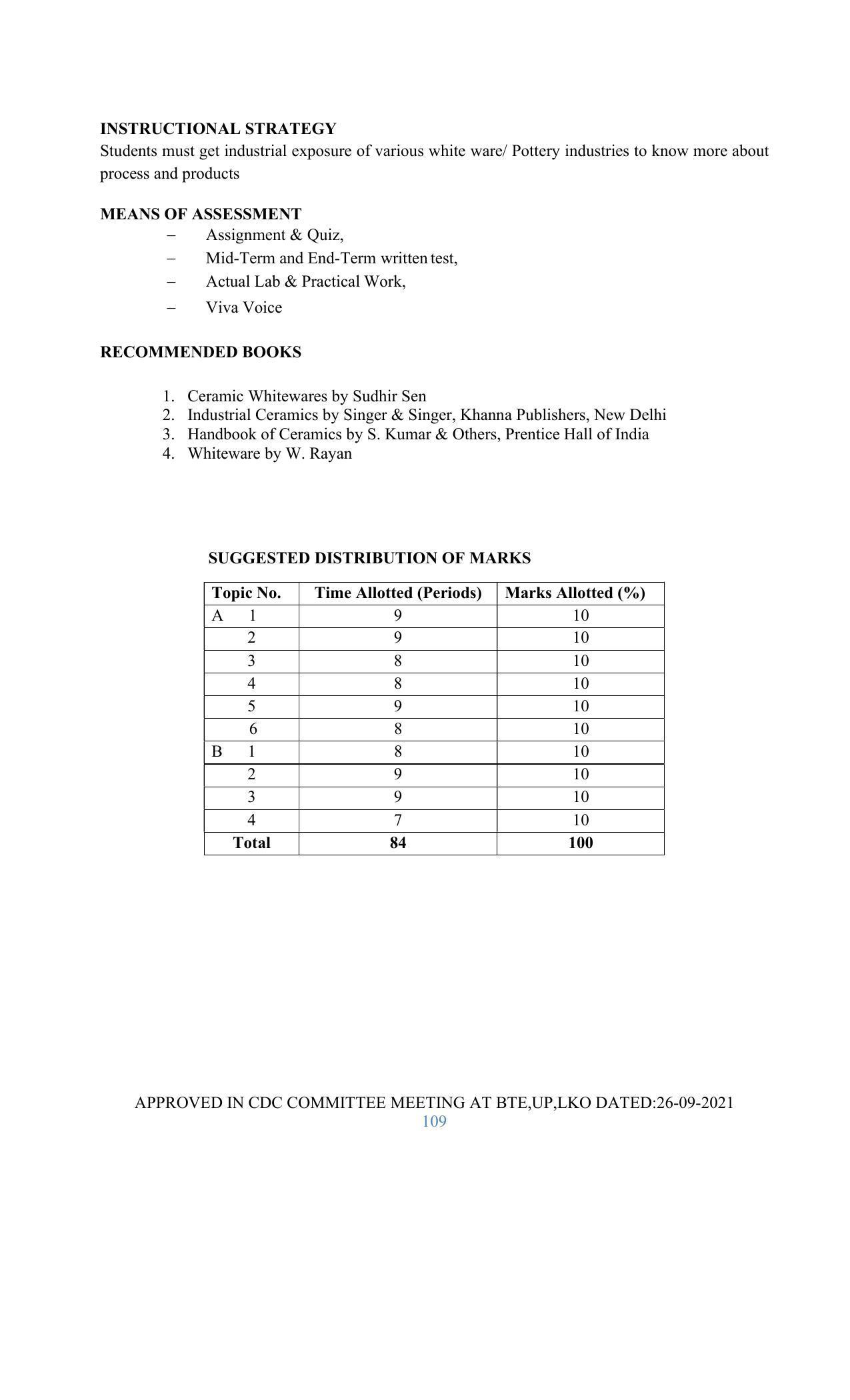 SYLLABUS FOR SEMESTER SYSTEM EFFECTIVE FROM (2021-2022) - GLASS AND CERAMIC ENGINEERING - Page 109