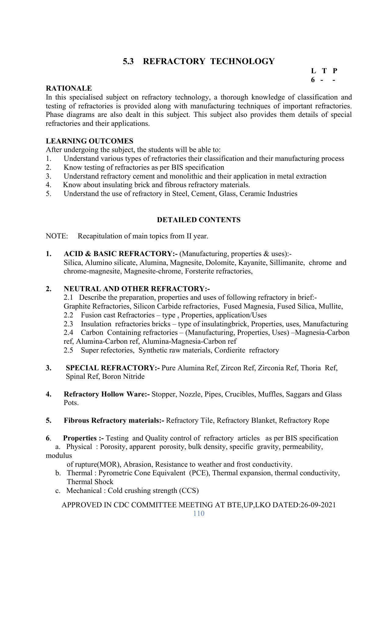 SYLLABUS FOR SEMESTER SYSTEM EFFECTIVE FROM (2021-2022) - GLASS AND CERAMIC ENGINEERING - Page 110