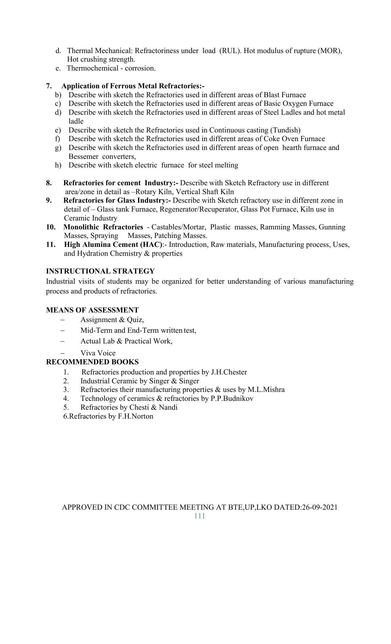 SYLLABUS FOR SEMESTER SYSTEM EFFECTIVE FROM (2021-2022) - GLASS AND CERAMIC ENGINEERING - Page 111