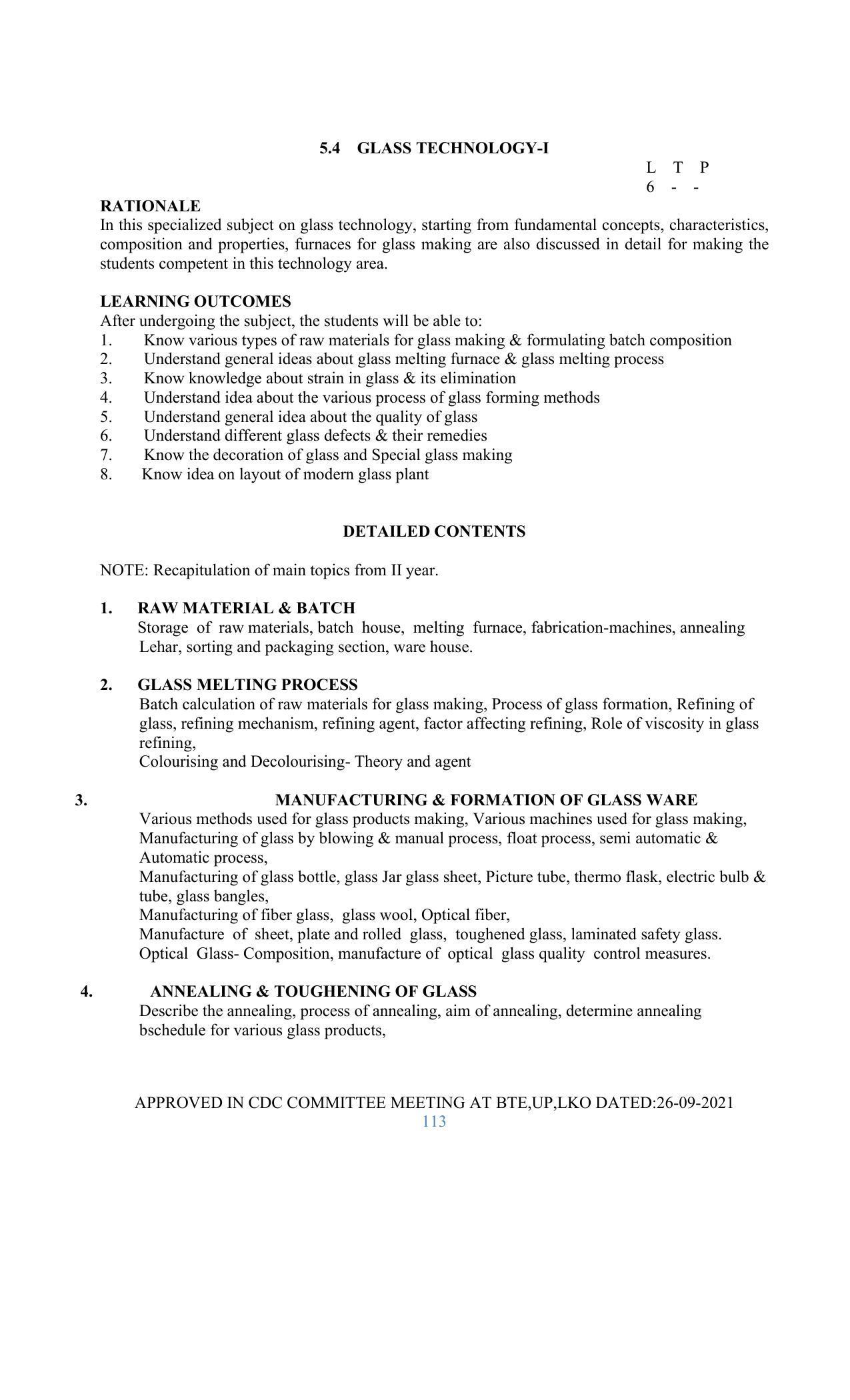 SYLLABUS FOR SEMESTER SYSTEM EFFECTIVE FROM (2021-2022) - GLASS AND CERAMIC ENGINEERING - Page 113