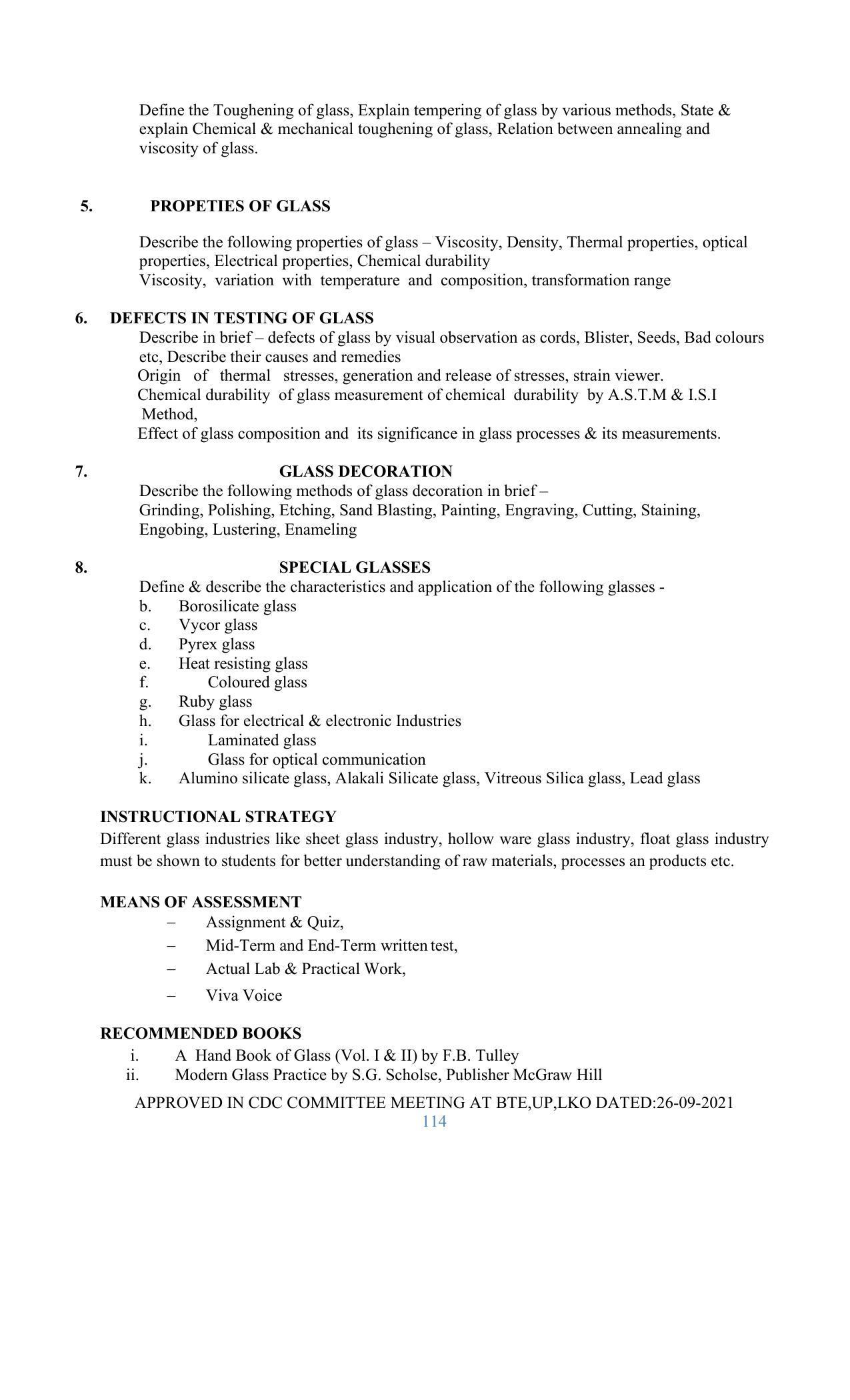 SYLLABUS FOR SEMESTER SYSTEM EFFECTIVE FROM (2021-2022) - GLASS AND CERAMIC ENGINEERING - Page 114