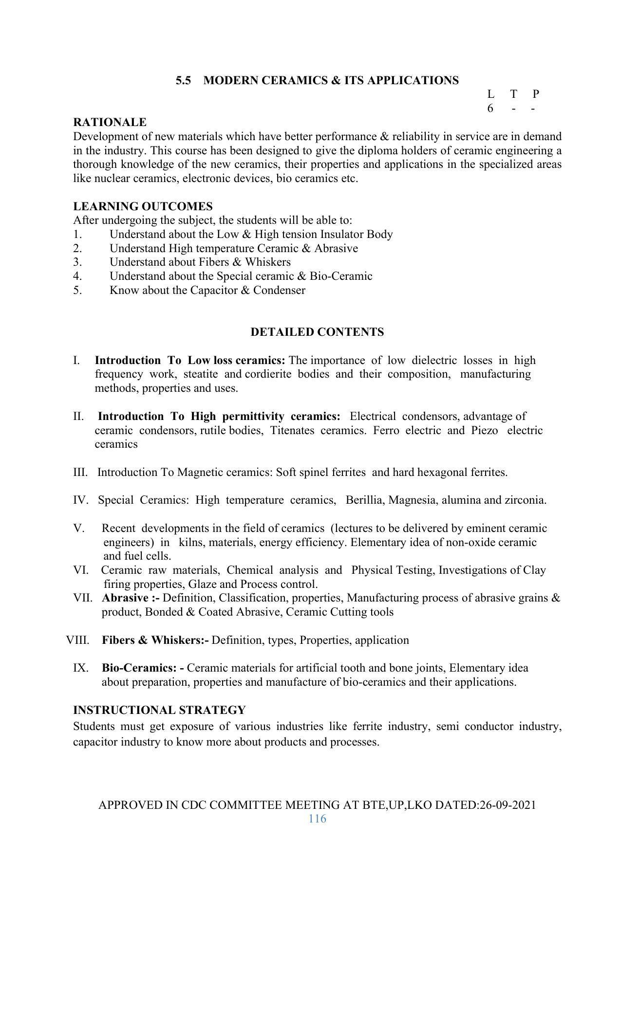 SYLLABUS FOR SEMESTER SYSTEM EFFECTIVE FROM (2021-2022) - GLASS AND CERAMIC ENGINEERING - Page 116