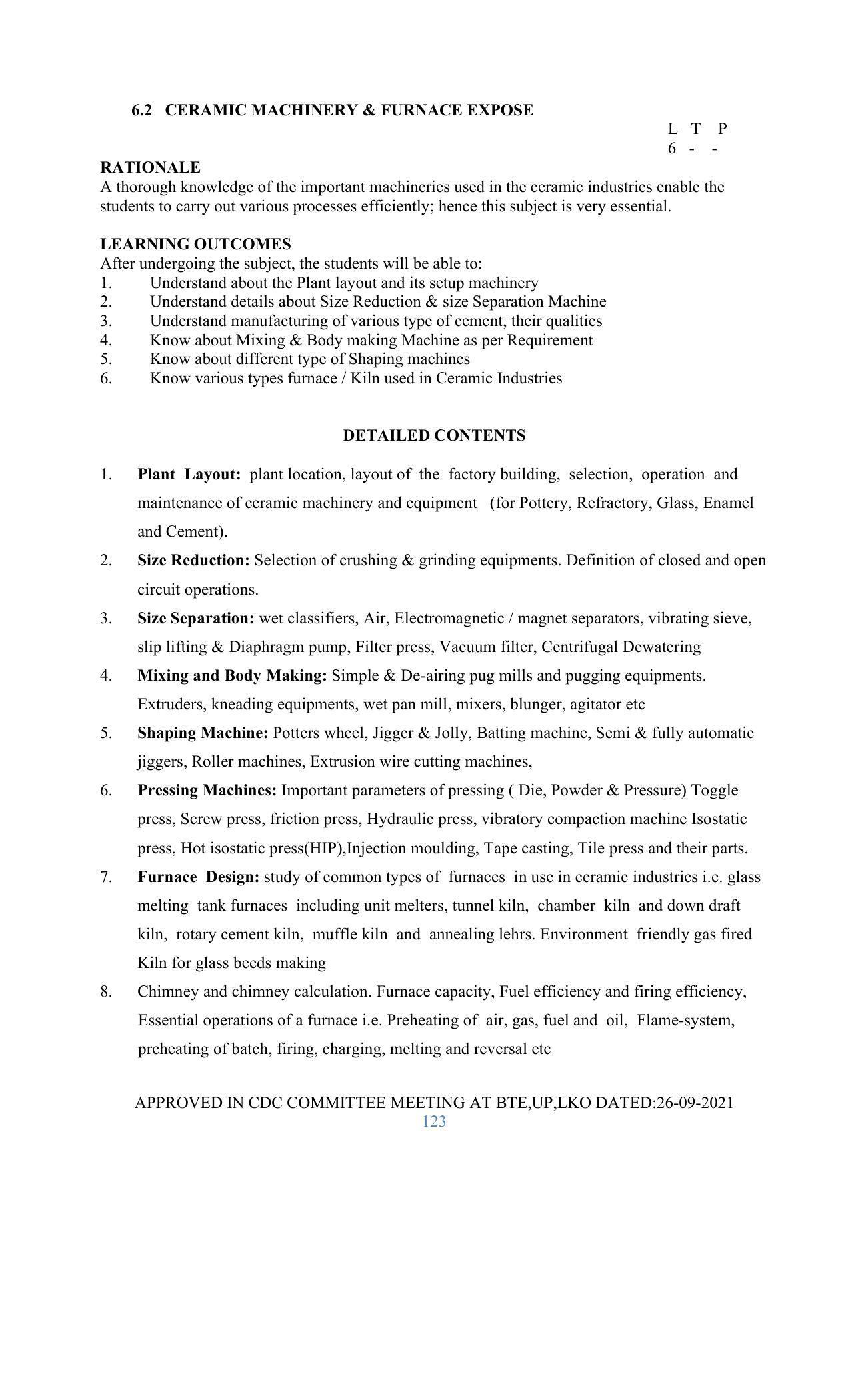 SYLLABUS FOR SEMESTER SYSTEM EFFECTIVE FROM (2021-2022) - GLASS AND CERAMIC ENGINEERING - Page 123