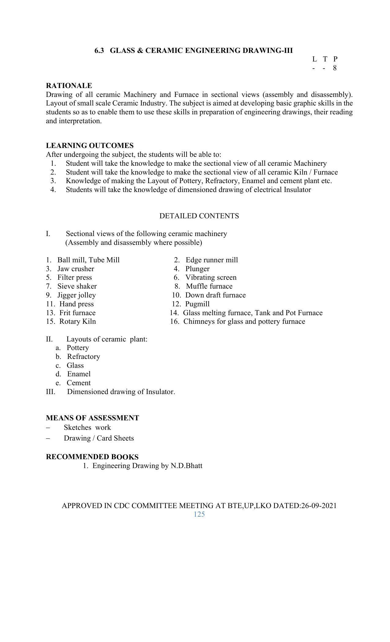 SYLLABUS FOR SEMESTER SYSTEM EFFECTIVE FROM (2021-2022) - GLASS AND CERAMIC ENGINEERING - Page 125