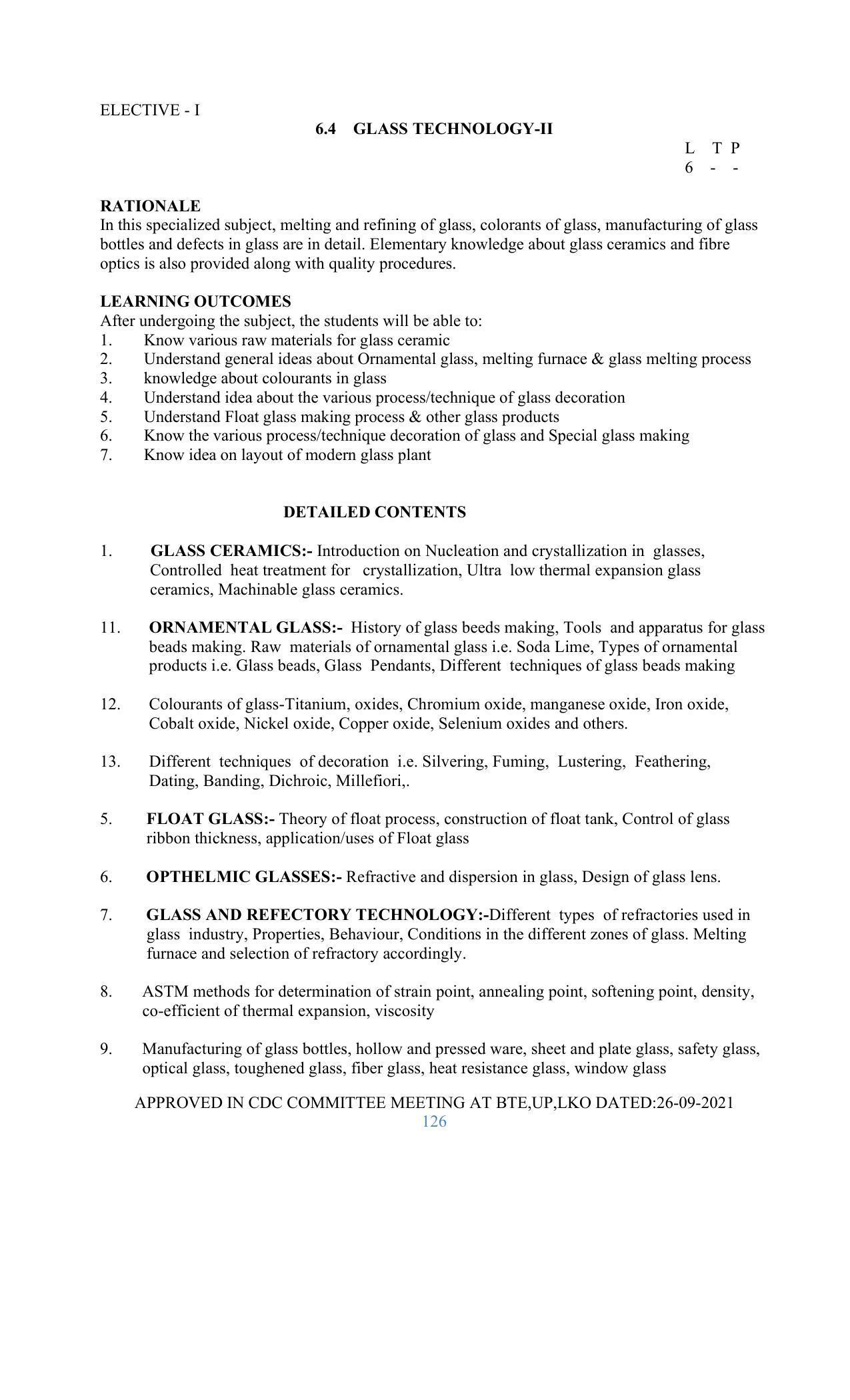 SYLLABUS FOR SEMESTER SYSTEM EFFECTIVE FROM (2021-2022) - GLASS AND CERAMIC ENGINEERING - Page 126
