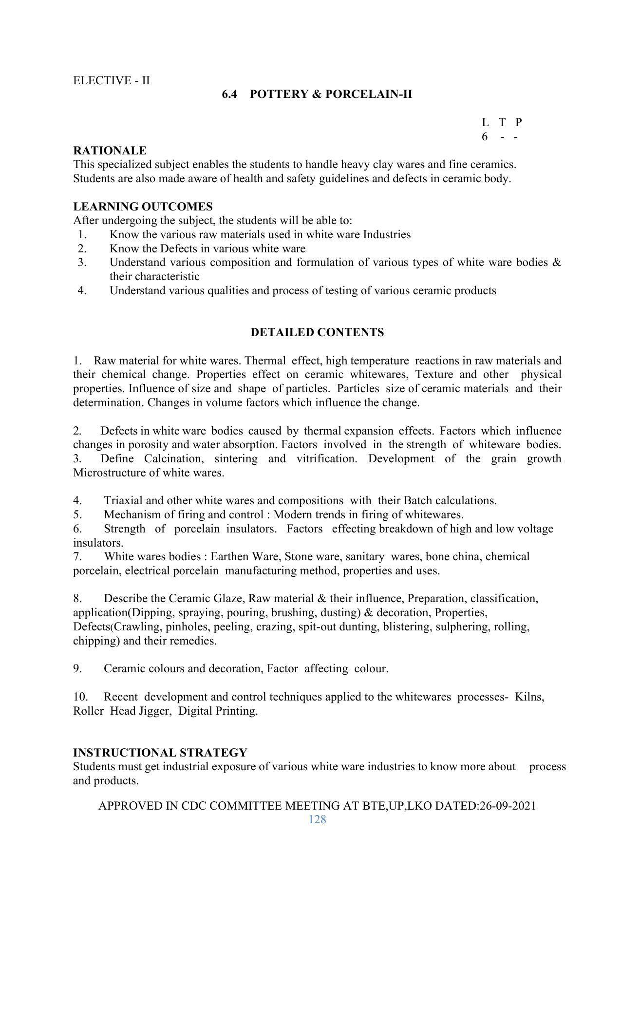 SYLLABUS FOR SEMESTER SYSTEM EFFECTIVE FROM (2021-2022) - GLASS AND CERAMIC ENGINEERING - Page 128