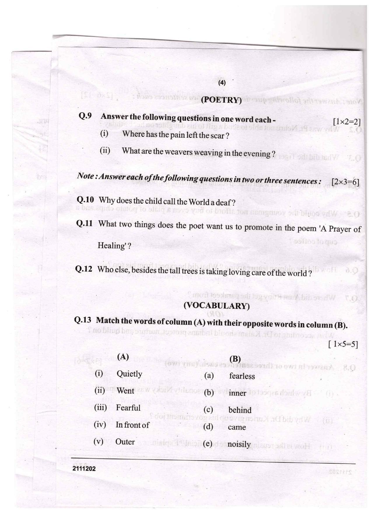 CGSOS Class 10 English Question Paper - Page 4