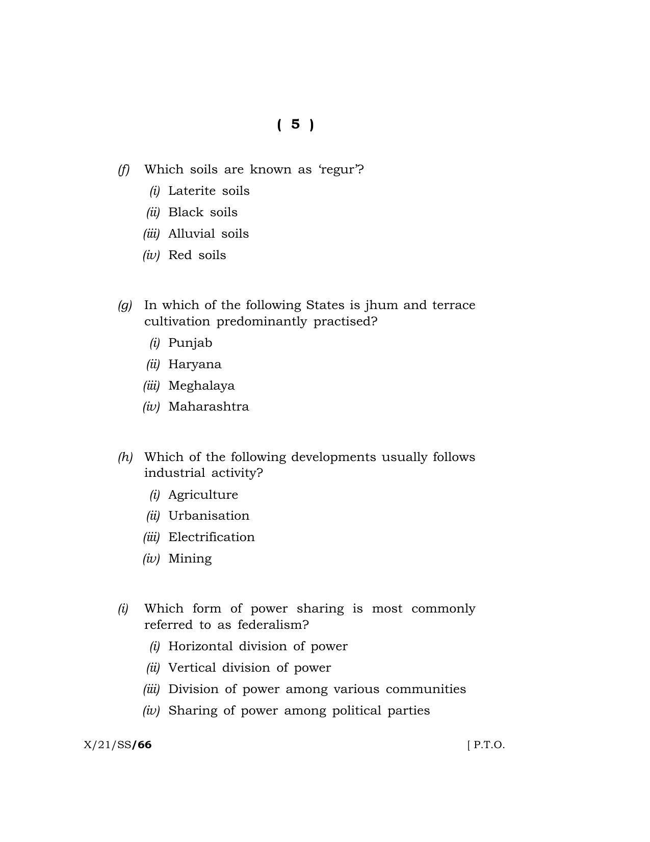Meghalaya Board (MBOSE) Class 10 SOCIAL SCIENCE  (X-21-SS) 2021 Question Paper - Page 5