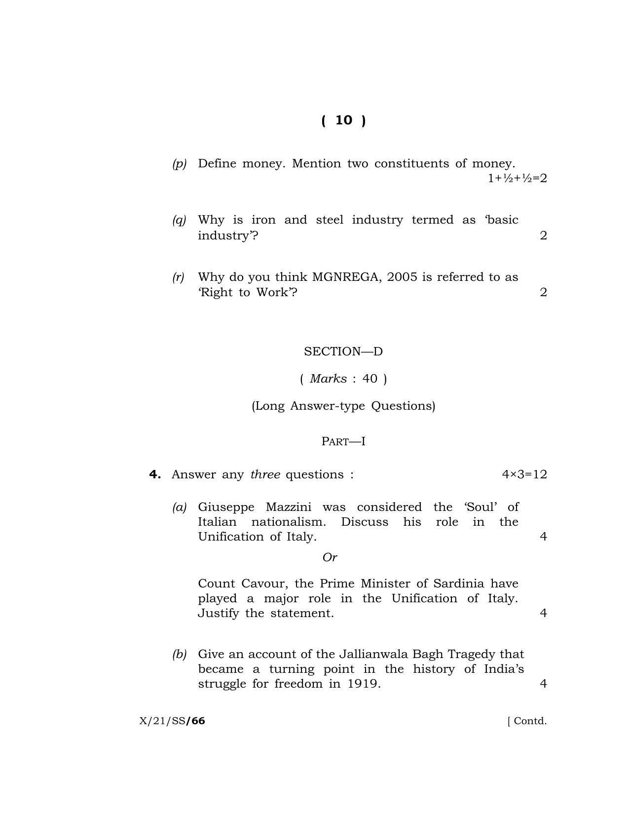 Meghalaya Board (MBOSE) Class 10 SOCIAL SCIENCE  (X-21-SS) 2021 Question Paper - Page 10