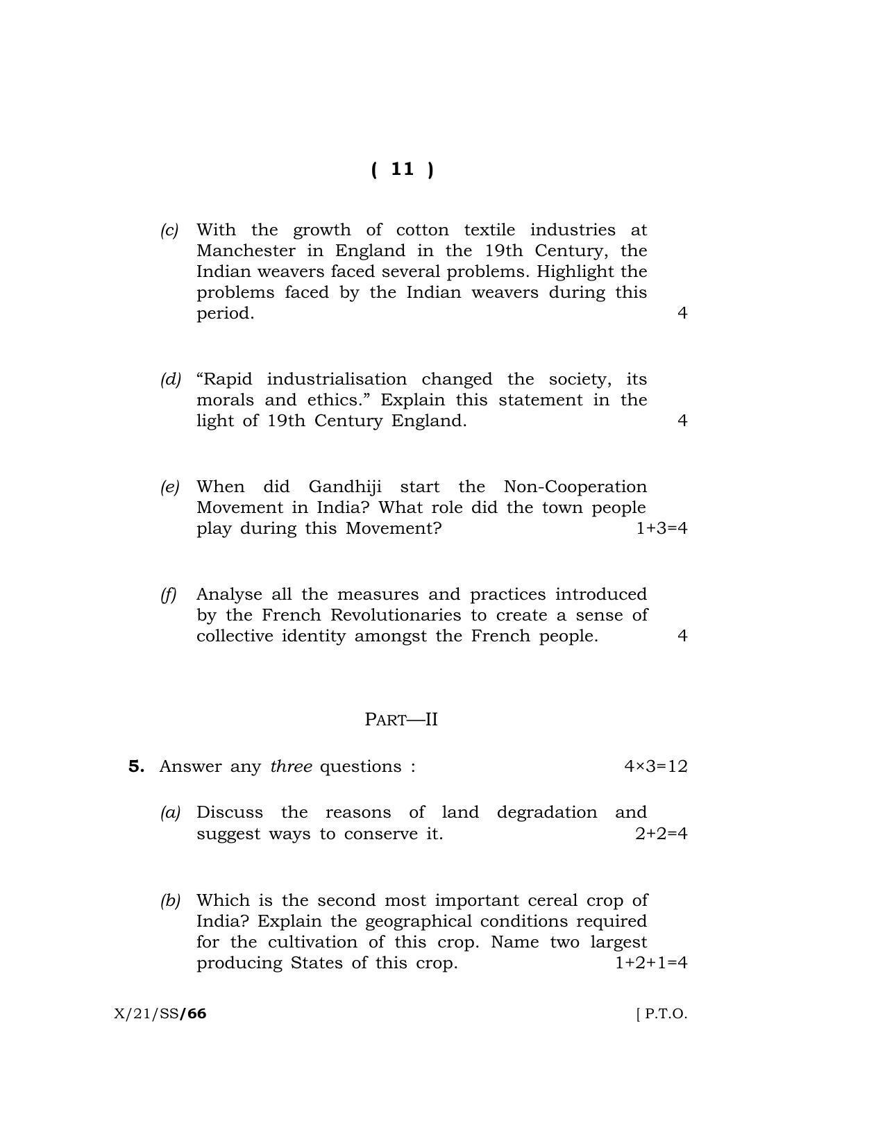 Meghalaya Board (MBOSE) Class 10 SOCIAL SCIENCE  (X-21-SS) 2021 Question Paper - Page 11