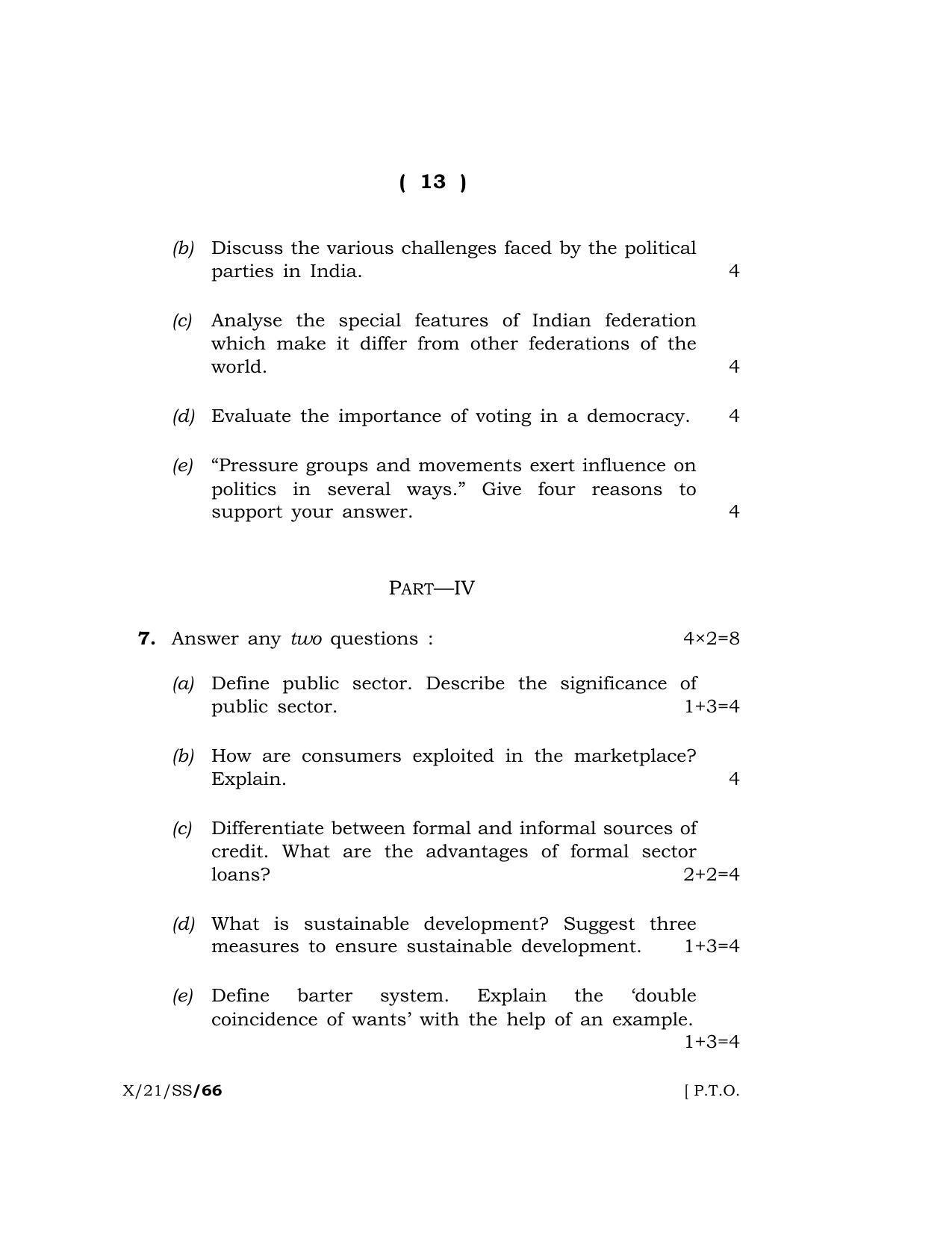 Meghalaya Board (MBOSE) Class 10 SOCIAL SCIENCE  (X-21-SS) 2021 Question Paper - Page 13