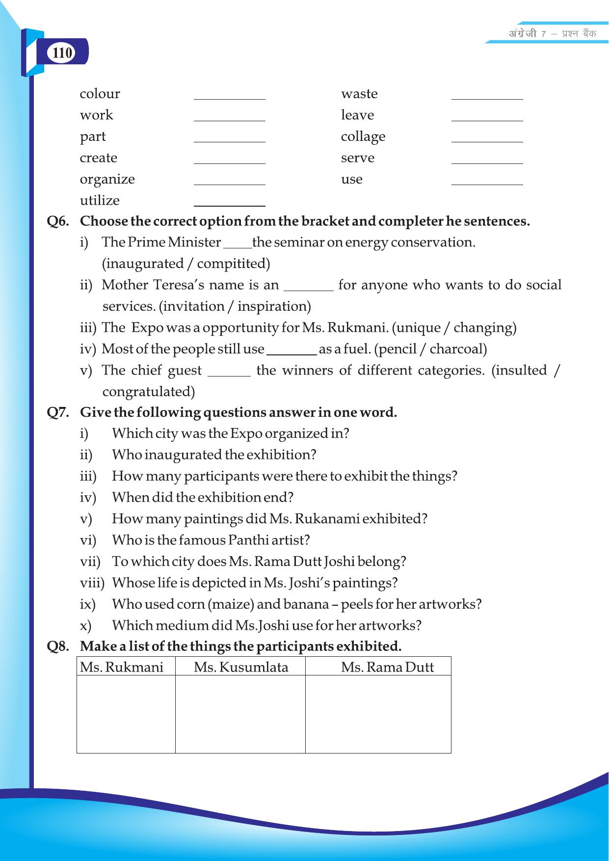 Chhattisgarh Board Class 7 English Question Bank - Page 60