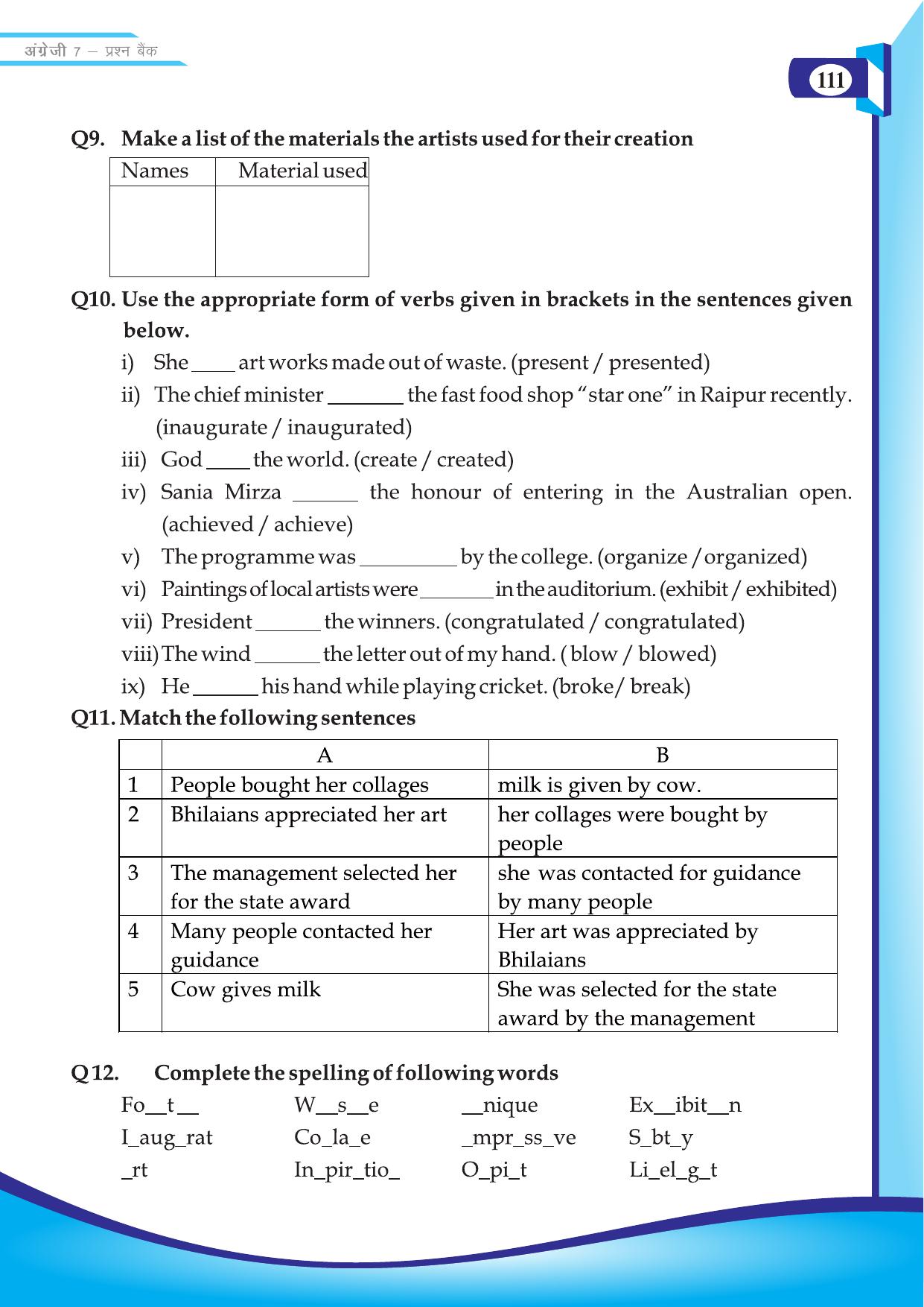 Chhattisgarh Board Class 7 English Question Bank - Page 61
