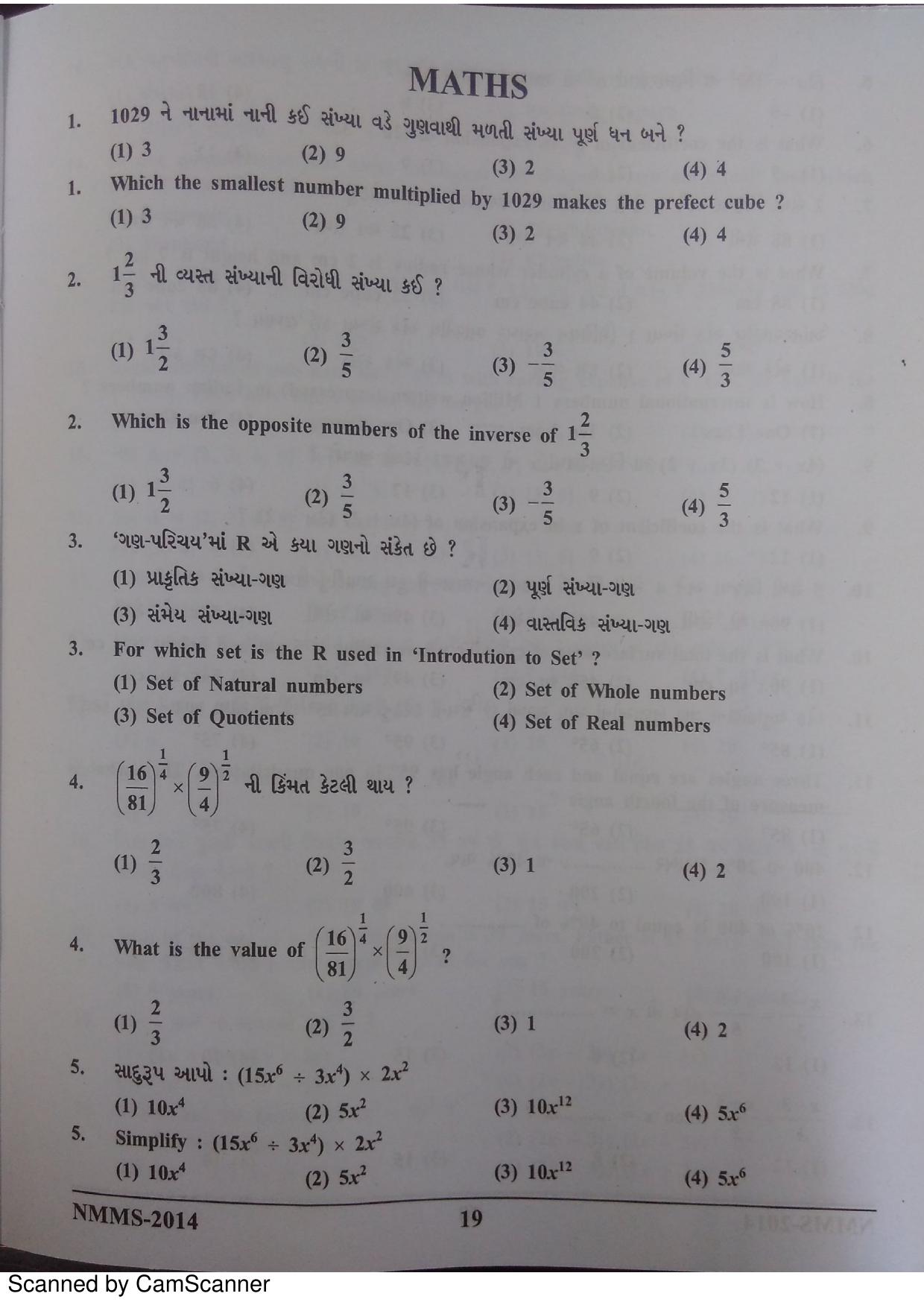 Gujarat NMMS 2014 Question Paper - Page 18
