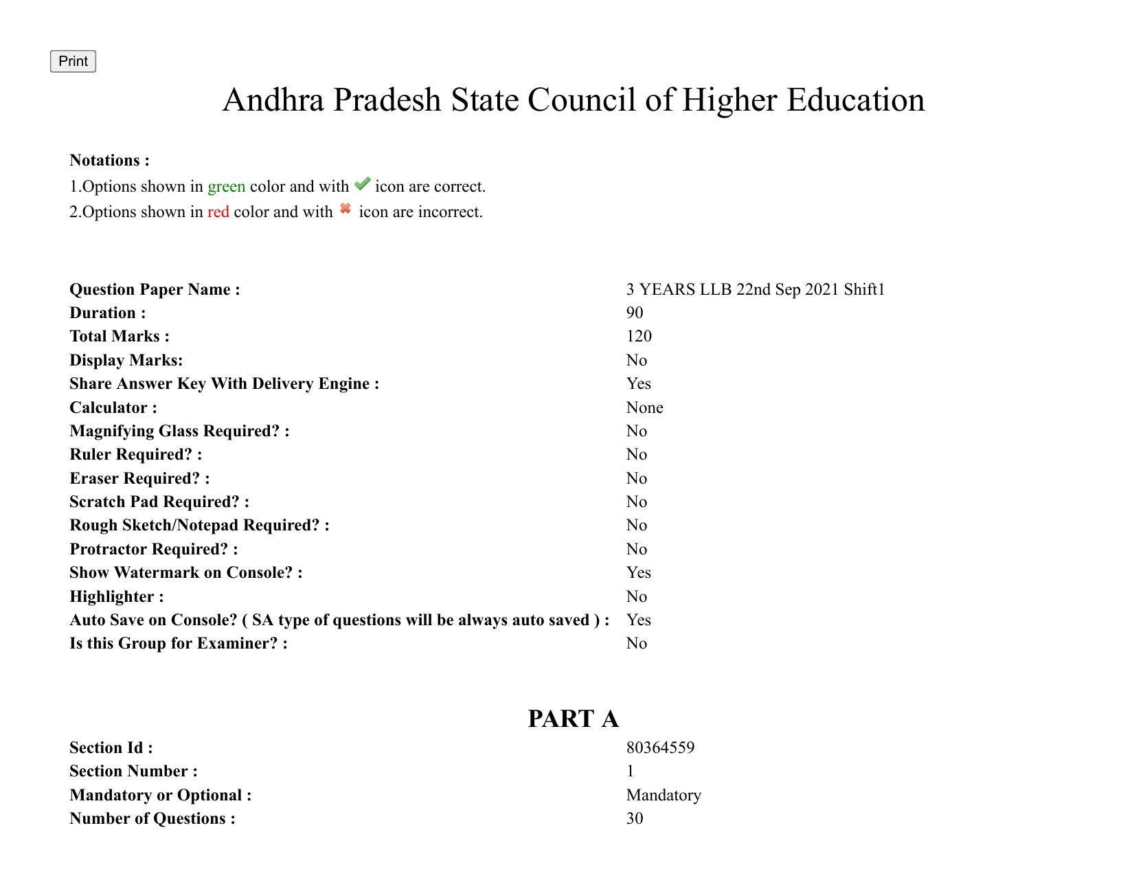 AP LAWCET 2021 - 3 Year LLB Question Paper With Keys - Page 1