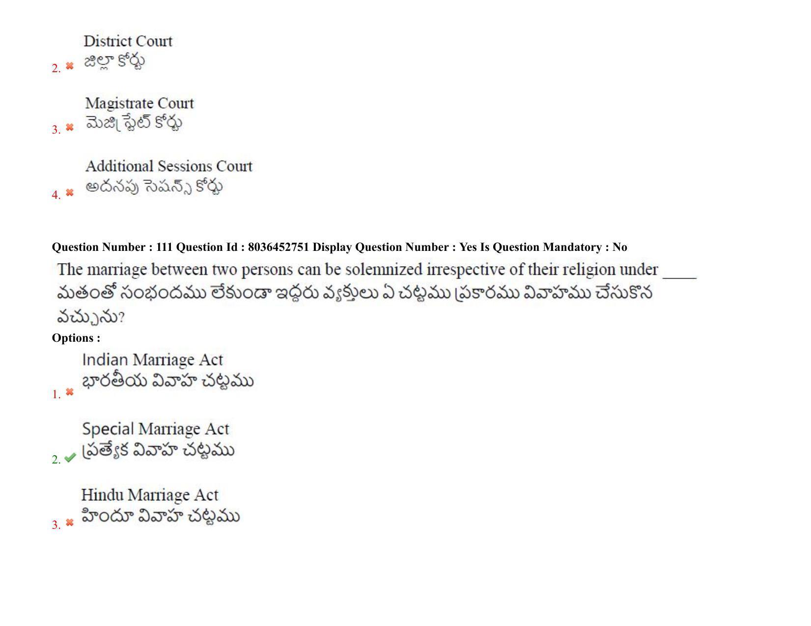 AP LAWCET 2021 - 3 Year LLB Question Paper With Keys - Page 78