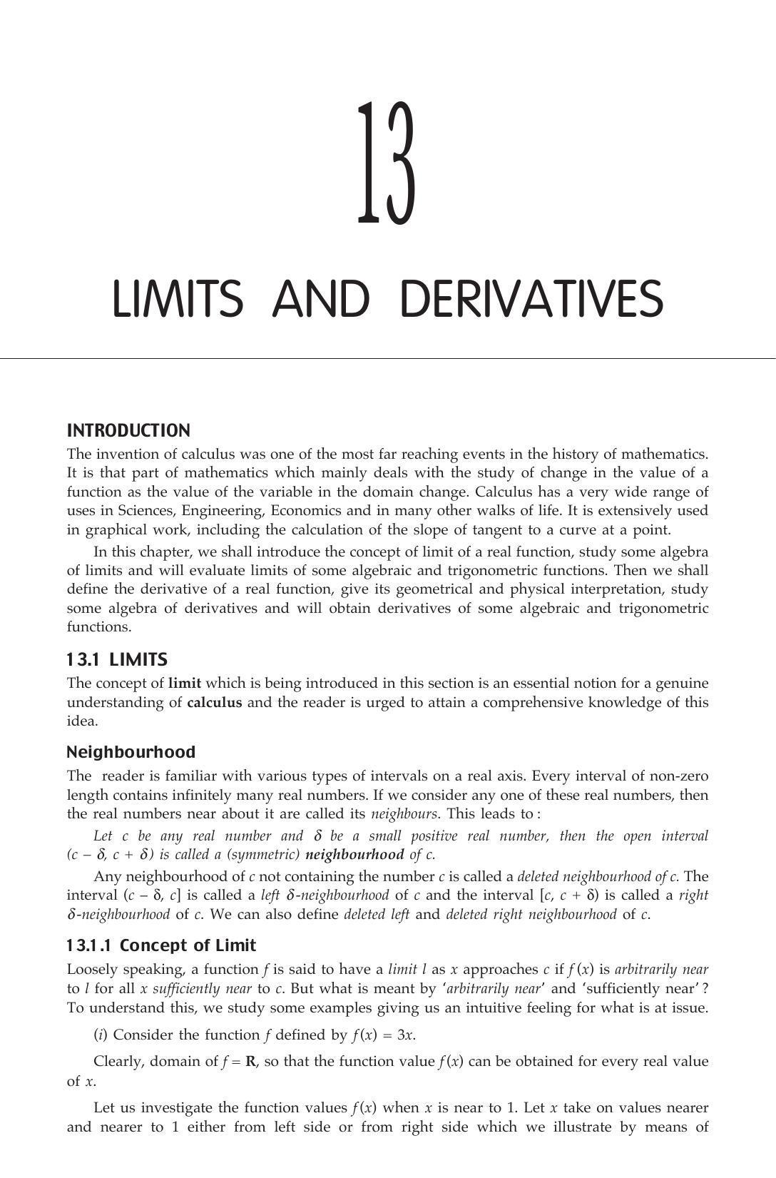 ML Aggarwal Class 11 Solutions: Limits and Derivatives - Page 1
