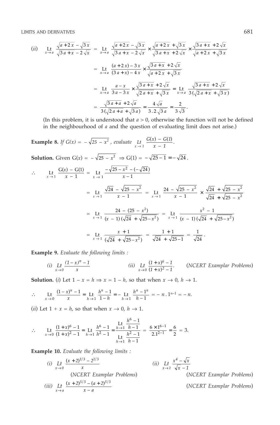 ML Aggarwal Class 11 Solutions: Limits and Derivatives - Page 11