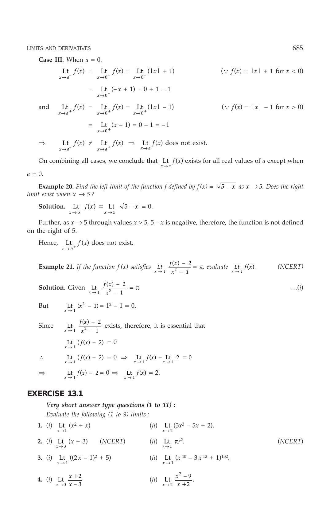 ML Aggarwal Class 11 Solutions: Limits and Derivatives - Page 15