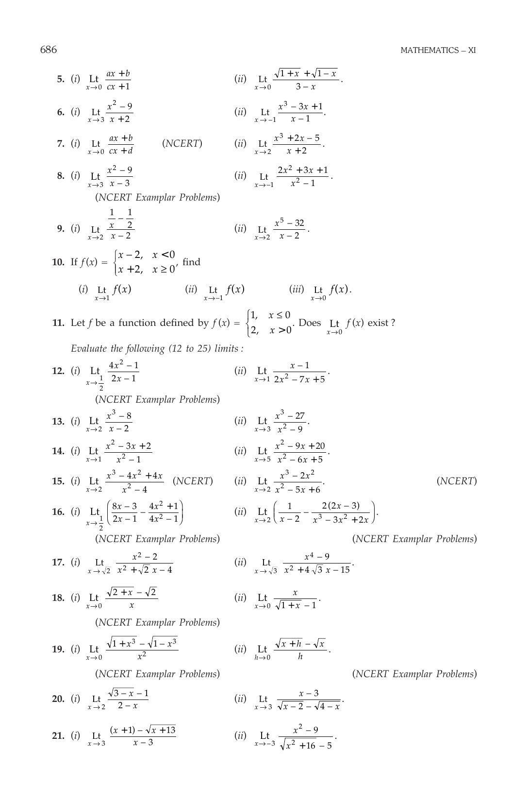 ML Aggarwal Class 11 Solutions: Limits and Derivatives - Page 16