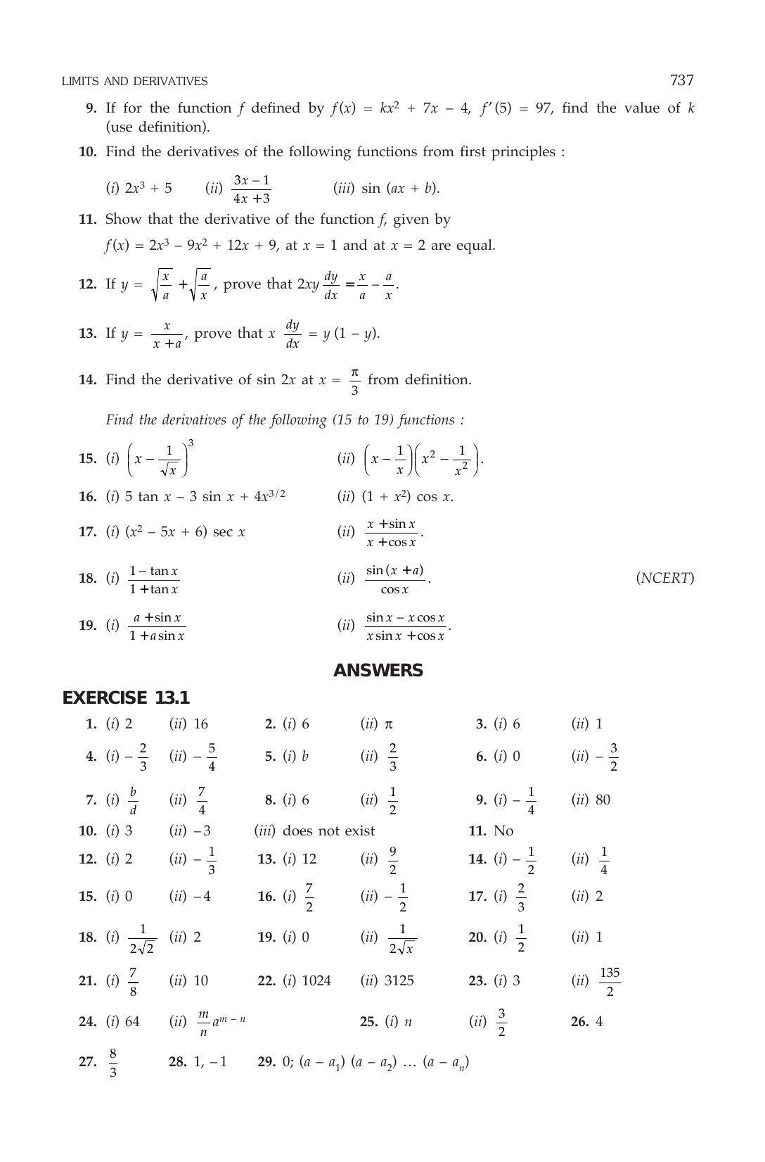 ML Aggarwal Class 11 Solutions: Limits and Derivatives - Page 21
