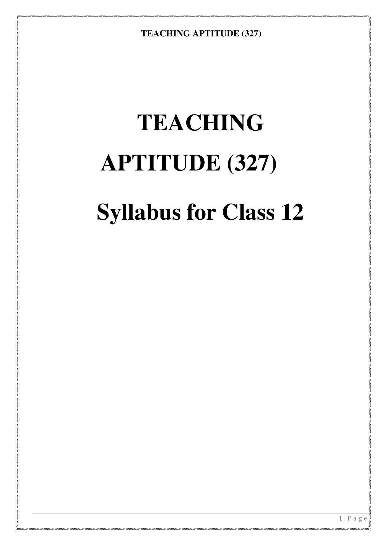 CUET Syllabus for Teaching Aptitude (English) - Page 1