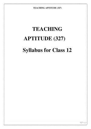 CUET Syllabus for Teaching Aptitude (English)