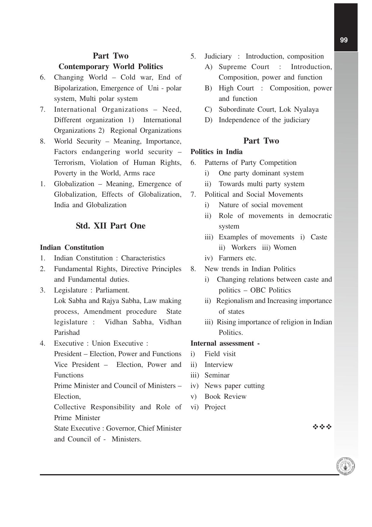 Maharashtra HSC Political Science Syllabus - Page 2