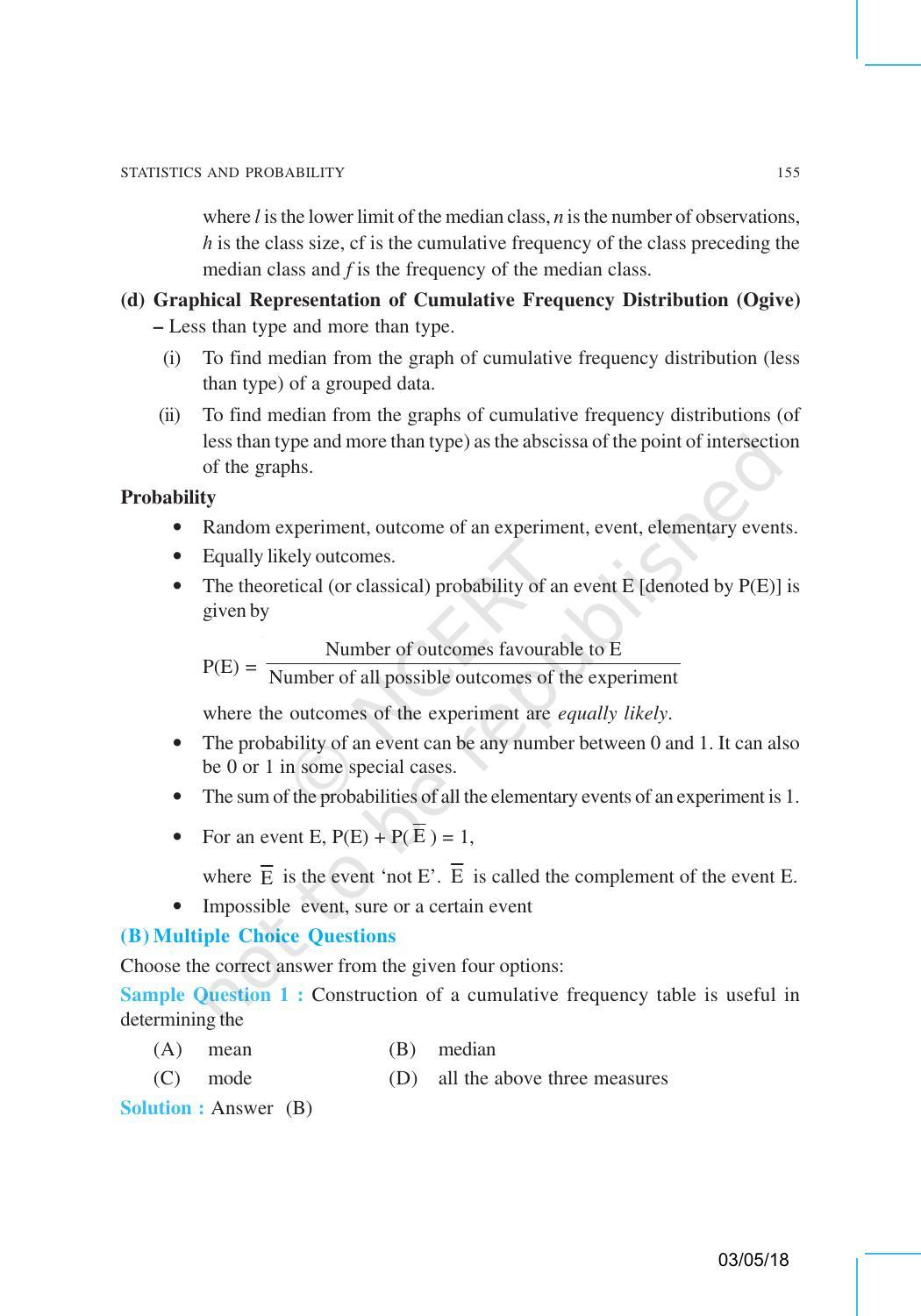 NCERT Exemplar Book for Class 10 Maths: Chapter 13 Statistics and Probability - Page 3