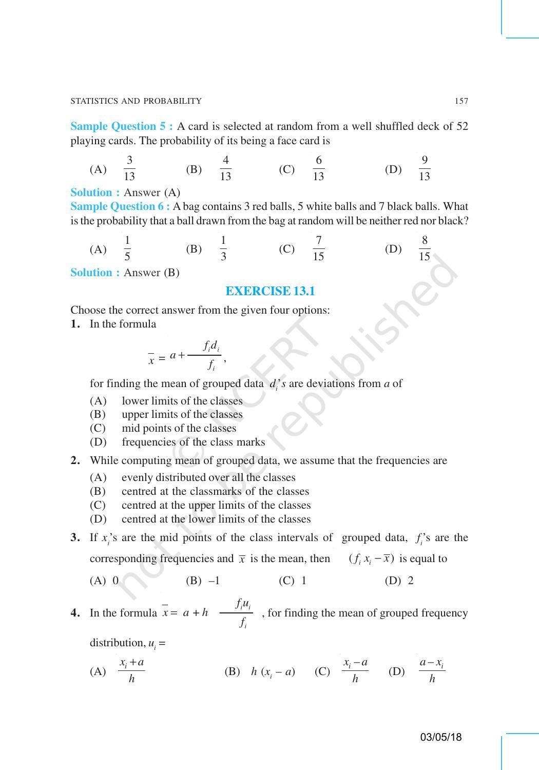NCERT Exemplar Book for Class 10 Maths: Chapter 13 Statistics and Probability - Page 5