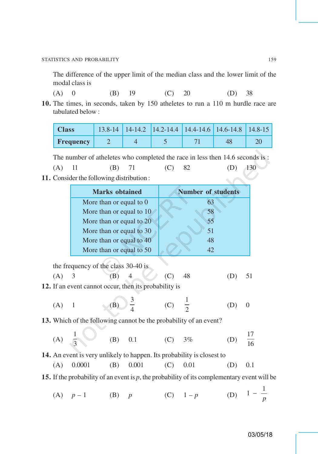 NCERT Exemplar Book for Class 10 Maths: Chapter 13 Statistics and Probability - Page 7