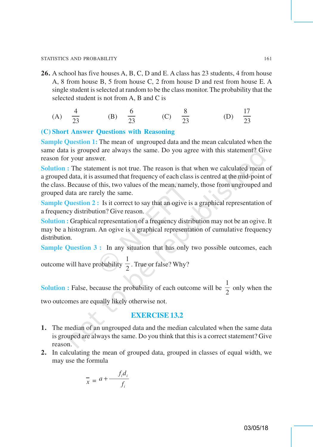 NCERT Exemplar Book for Class 10 Maths: Chapter 13 Statistics and Probability - Page 9
