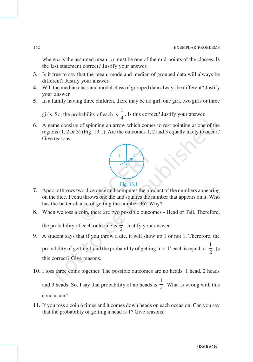 NCERT Exemplar Book for Class 10 Maths: Chapter 13 Statistics and Probability - Page 10