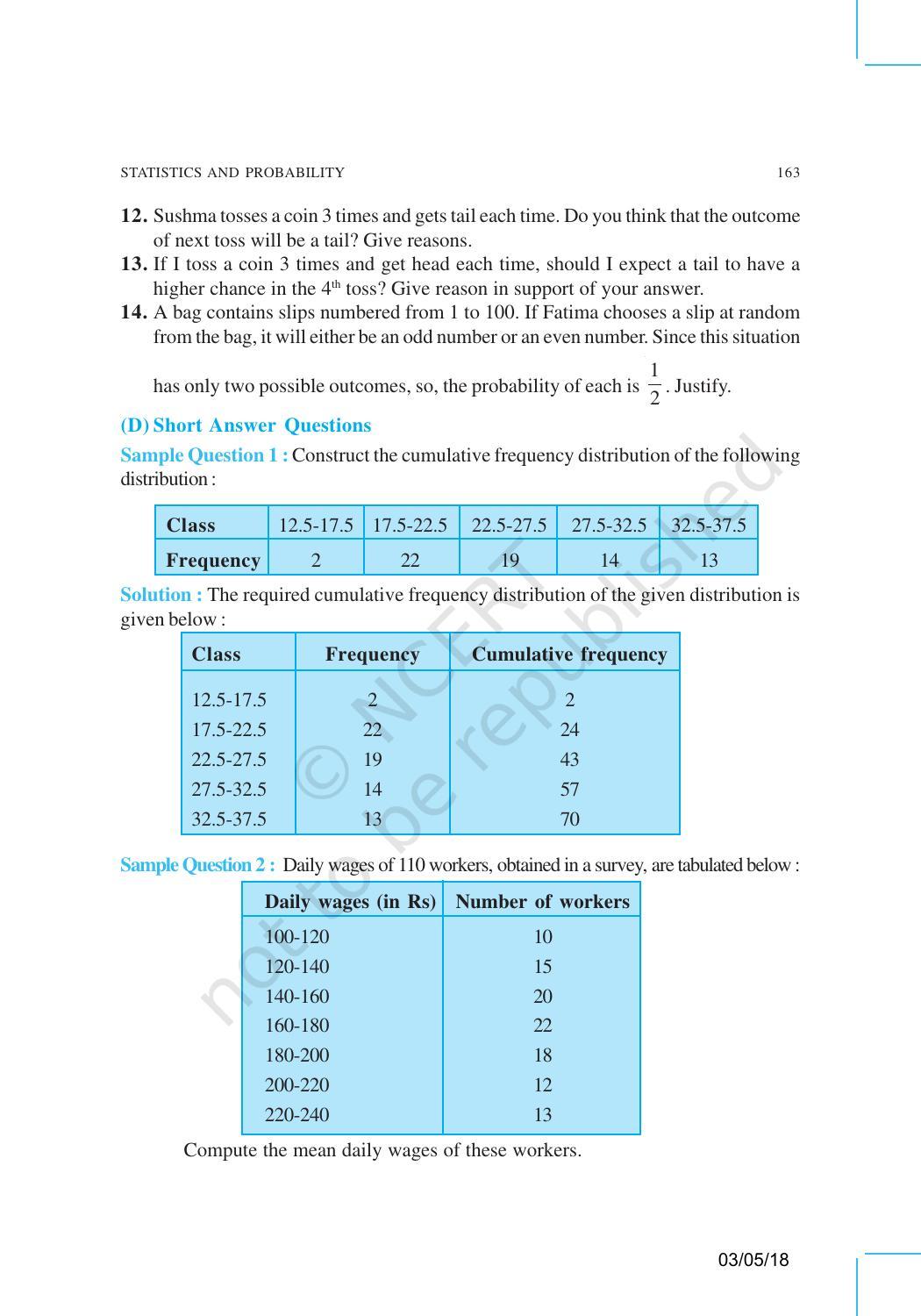 NCERT Exemplar Book for Class 10 Maths: Chapter 13 Statistics and Probability - Page 11