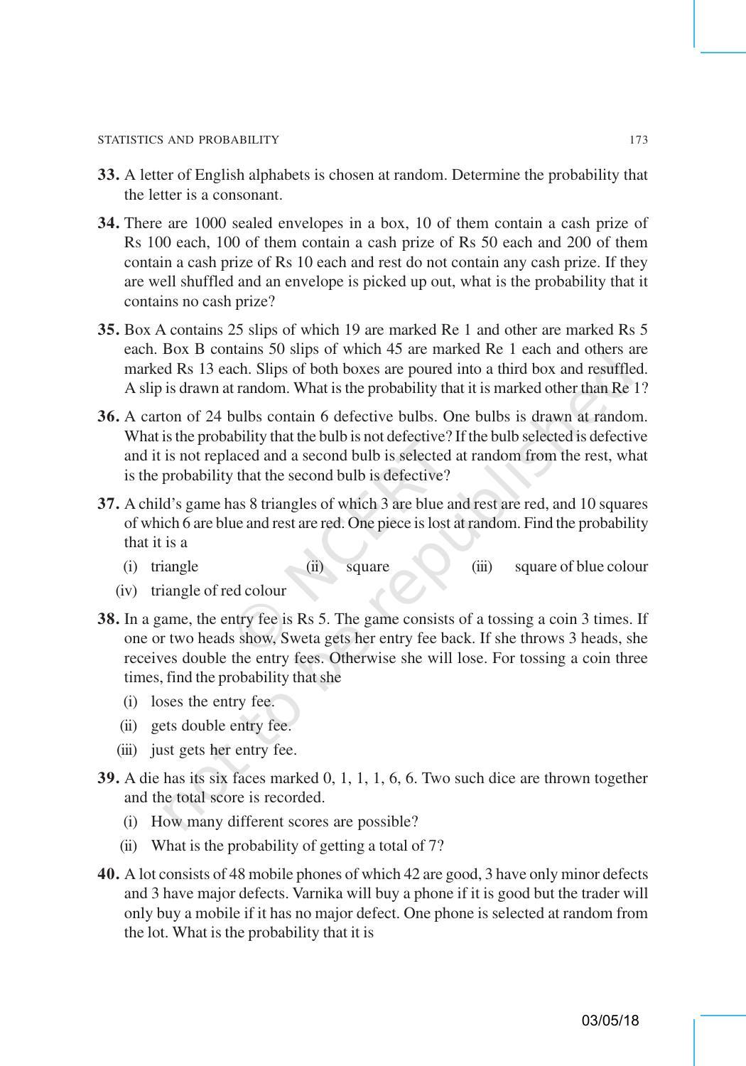 NCERT Exemplar Book for Class 10 Maths: Chapter 13 Statistics and Probability - Page 21