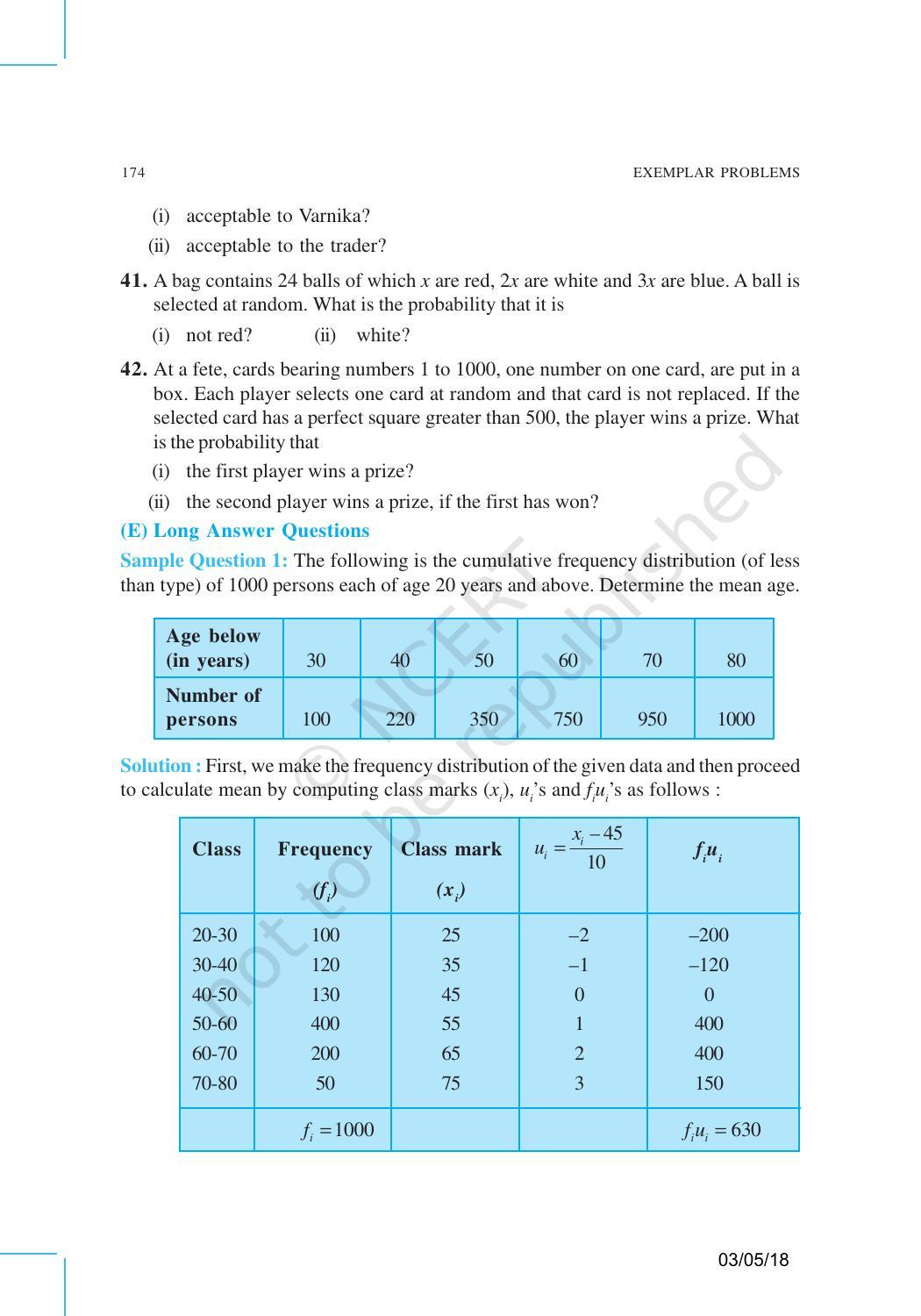 NCERT Exemplar Book for Class 10 Maths: Chapter 13 Statistics and Probability - Page 22