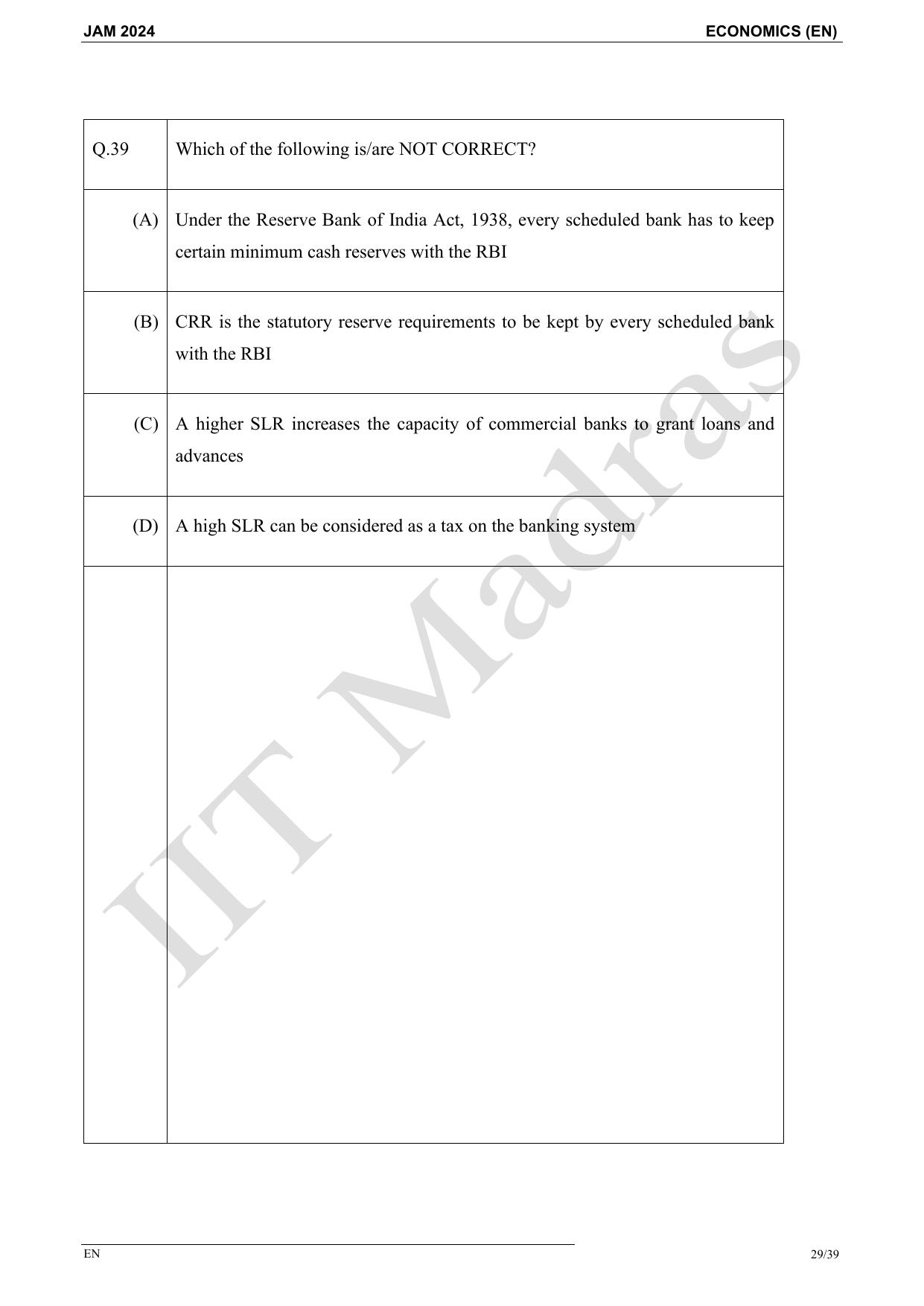 IIT JAM 2024 Economics (EN) Master Question Paper - Page 29