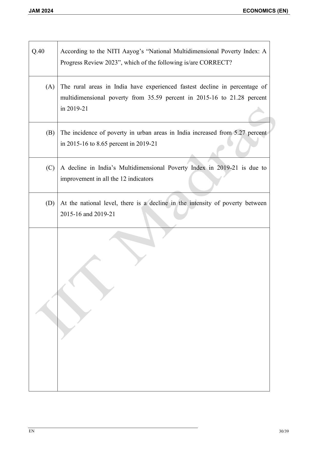 IIT JAM 2024 Economics (EN) Master Question Paper - Page 30