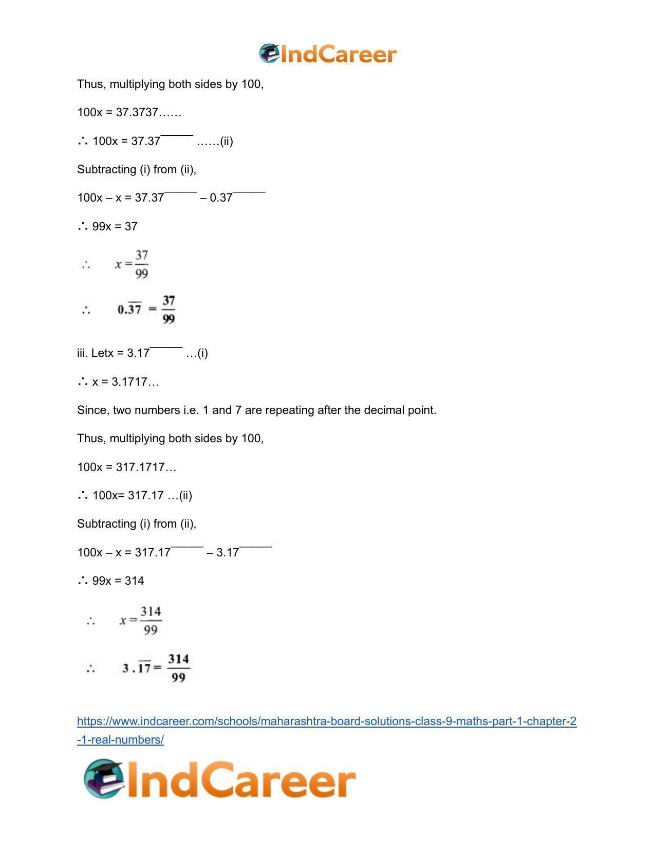 Maharashtra Board Solutions Class 9-Maths (Part 1): Chapter 2.1- Real Numbers - Page 8