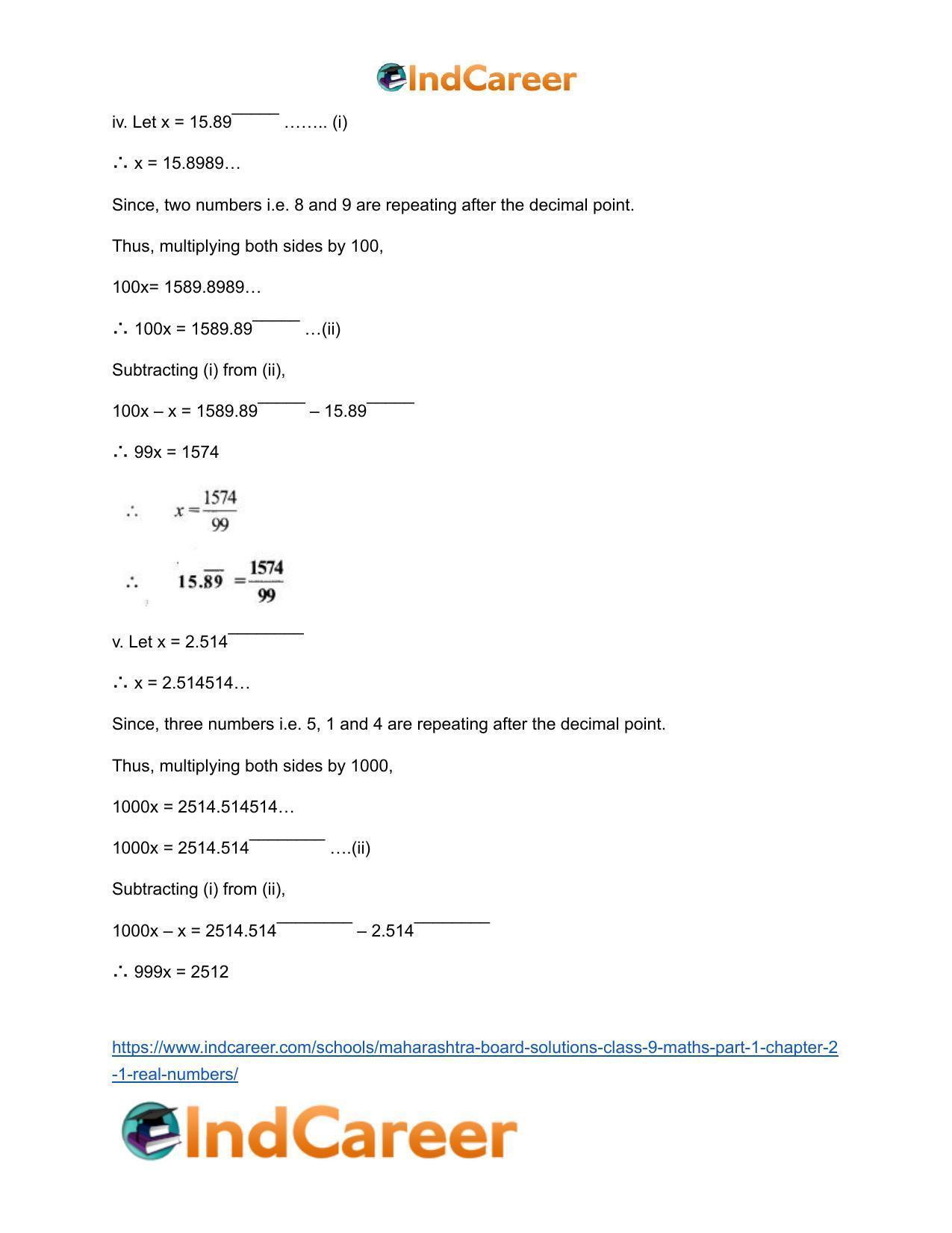 Maharashtra Board Solutions Class 9-Maths (Part 1): Chapter 2.1- Real Numbers - Page 9