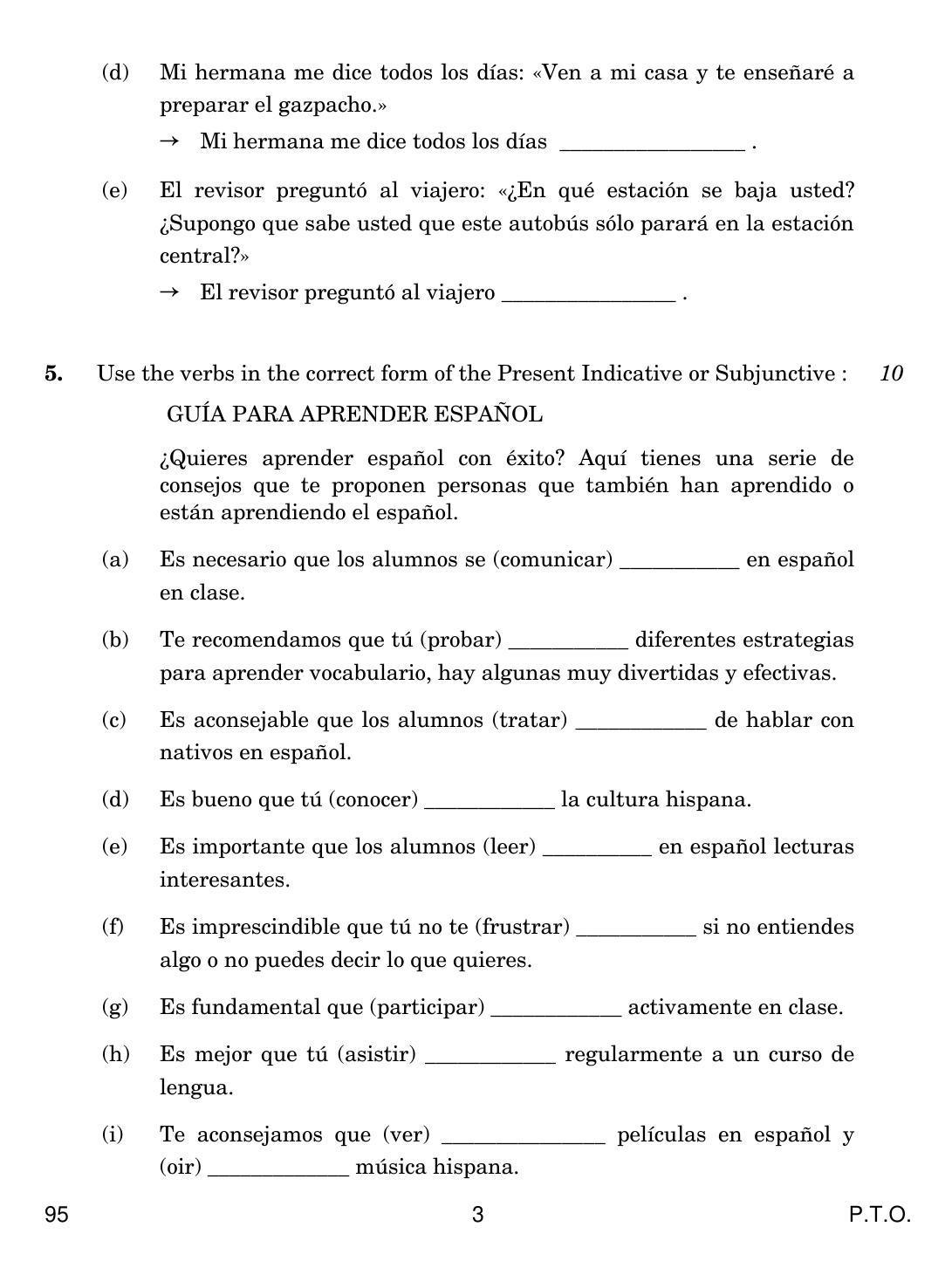 CBSE Class 12 95 SPANISH 2018 Question Paper - Page 3