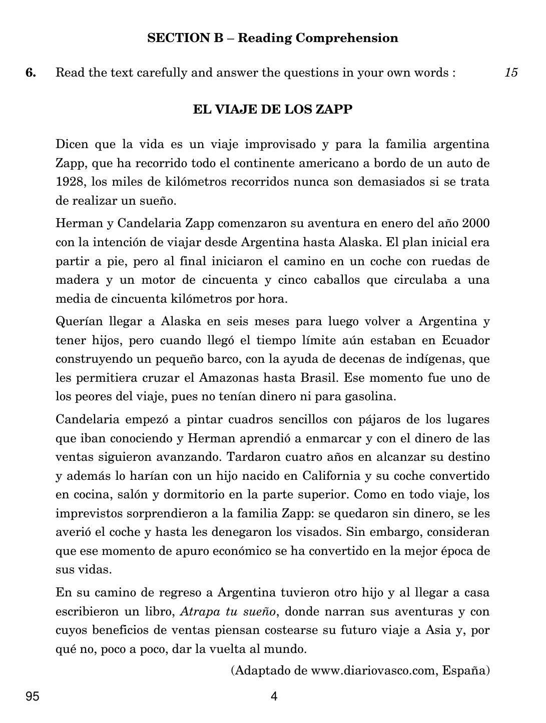 CBSE Class 12 95 SPANISH 2018 Question Paper - Page 4