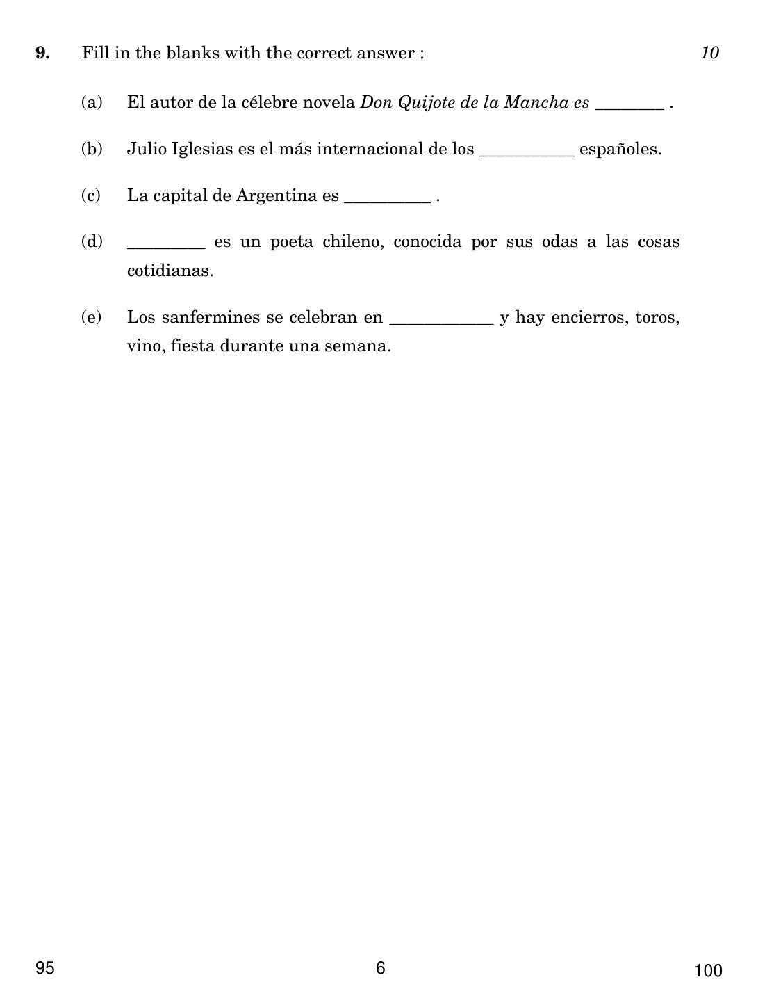 CBSE Class 12 95 SPANISH 2018 Question Paper - Page 6