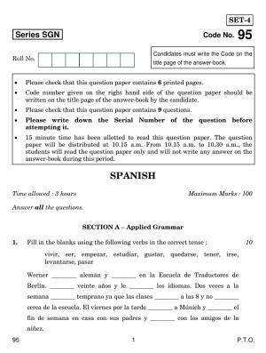 CBSE Class 12 95 SPANISH 2018 Question Paper