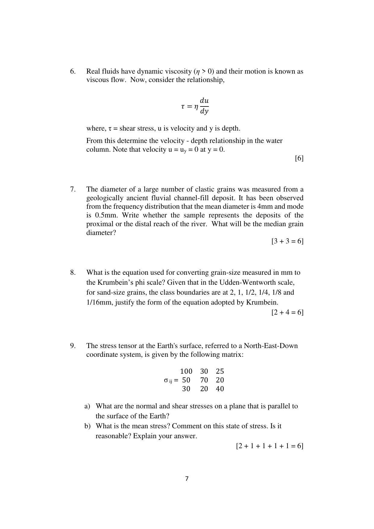 ISI Admission Test JRF in Geology GEA 2021 Sample Paper - Page 7