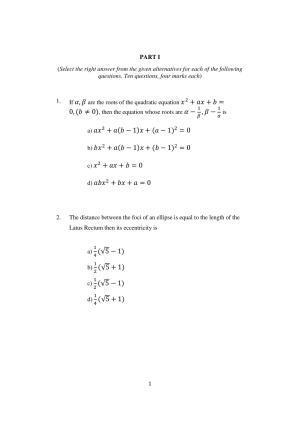 ISI Admission Test JRF in Geology GEA 2021 Sample Paper