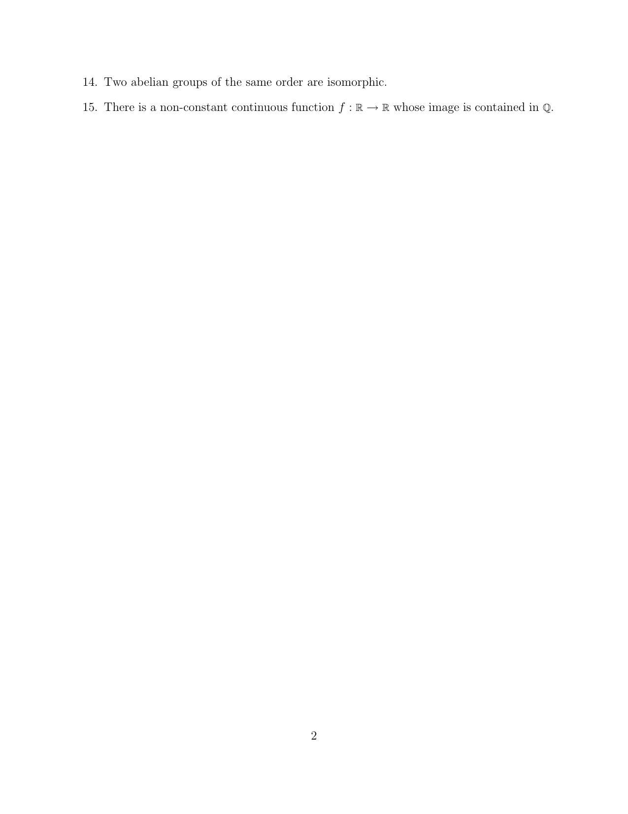 CMI Entrance Exam 2012 Question Paper MSc/PhD Mathematics - Page 2
